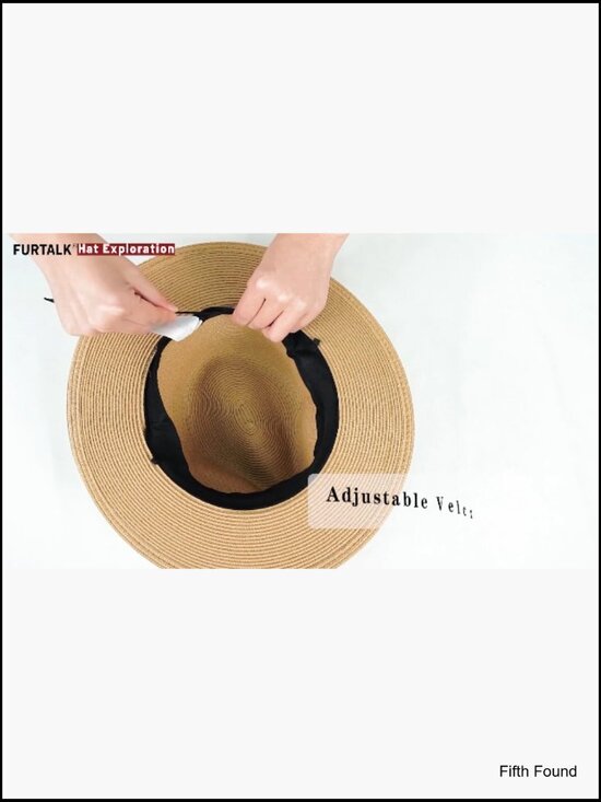 Wide Brim Panama Straw Fedora Hat UPF 80+ Sun Protection Adjustable Strap
